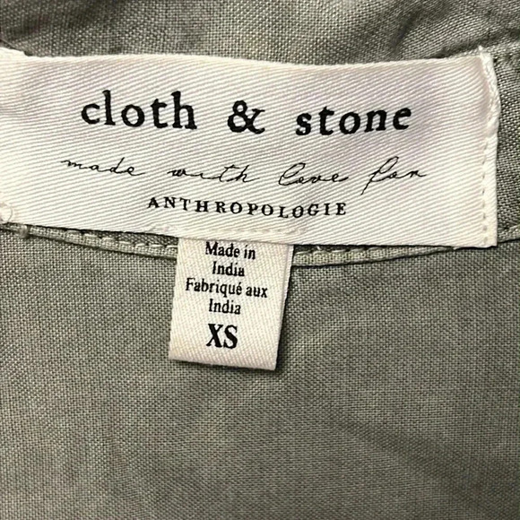 CLOTH AND STONE BY ANTHROPOLOGIES Shirt Button Up XS Oversized GREEN 100% LYOCEL - Picture 3 of 6